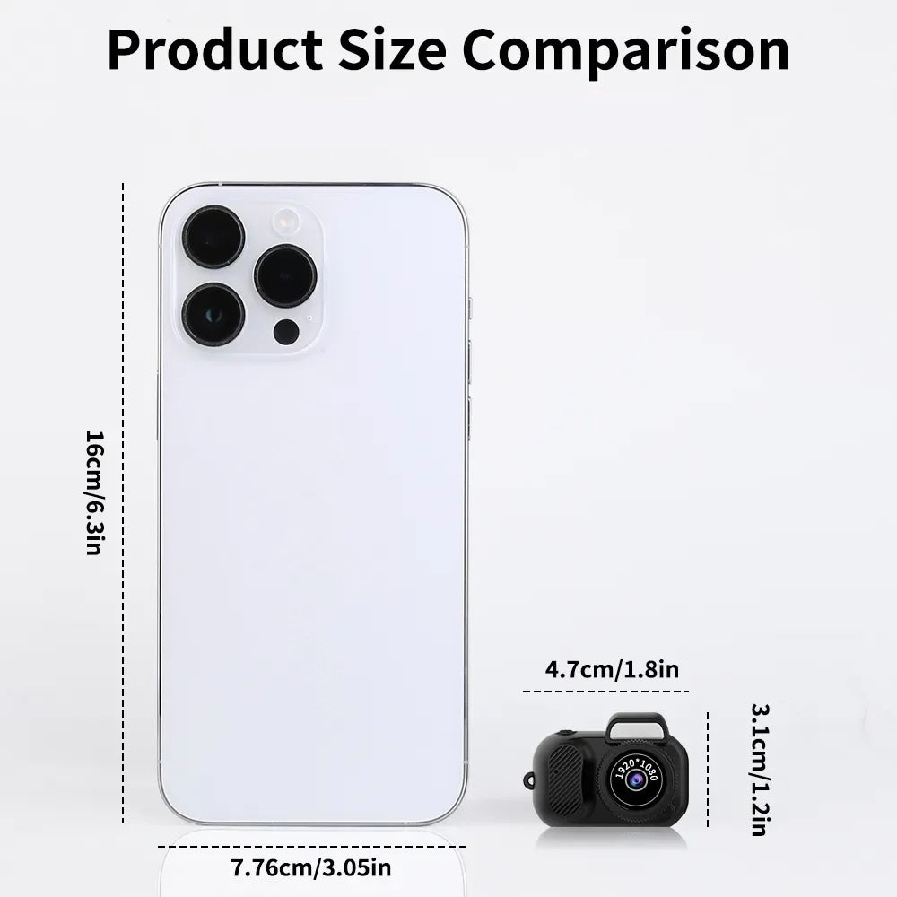 MiniSnaps Mini Camera Keychain - Smallest HD Camcorder for Video Recording & Travel - Cool Gift for Men & Women