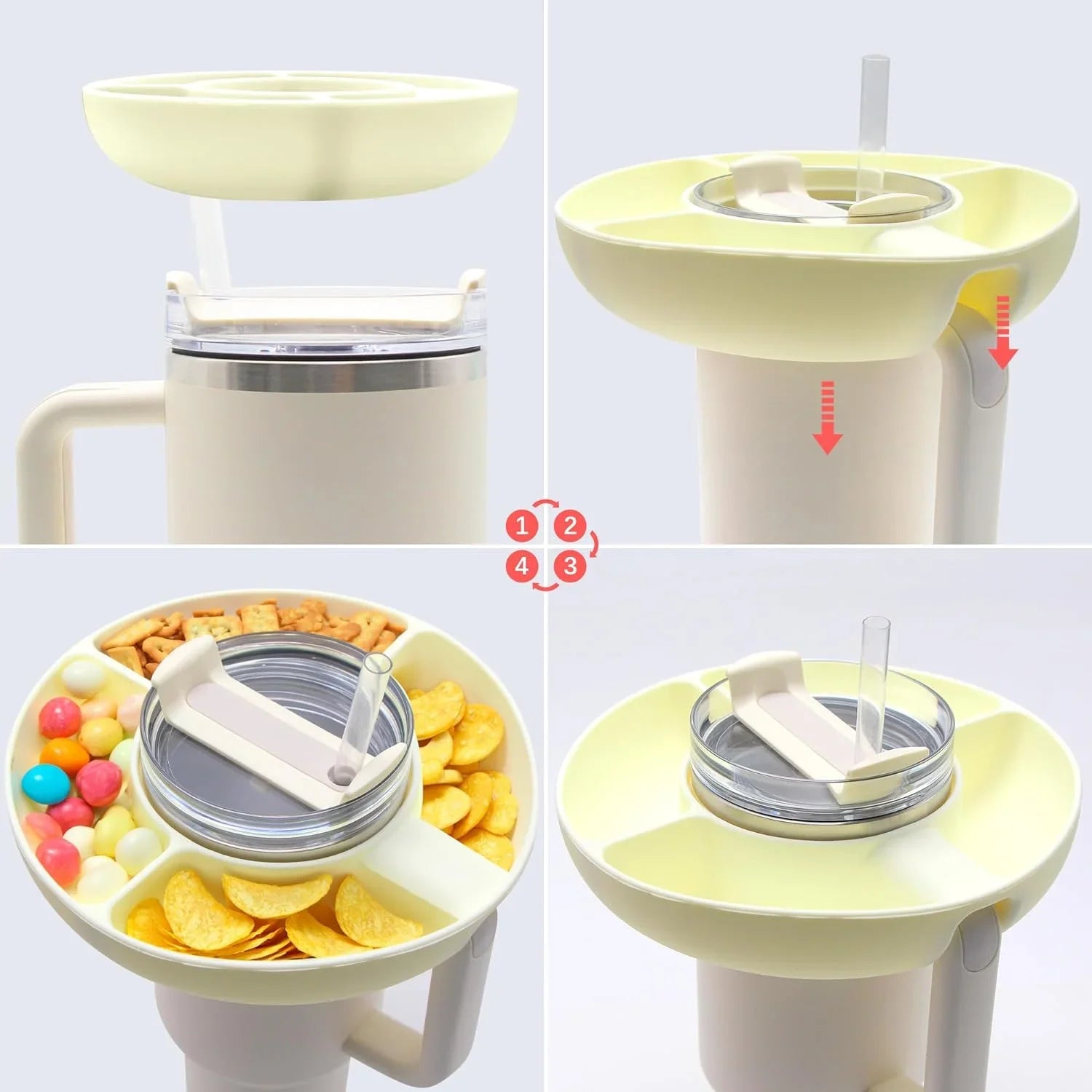 Snack Bowl for Stanley Cup - Silicone Snack Tray for 40oz Tumbler with Handle