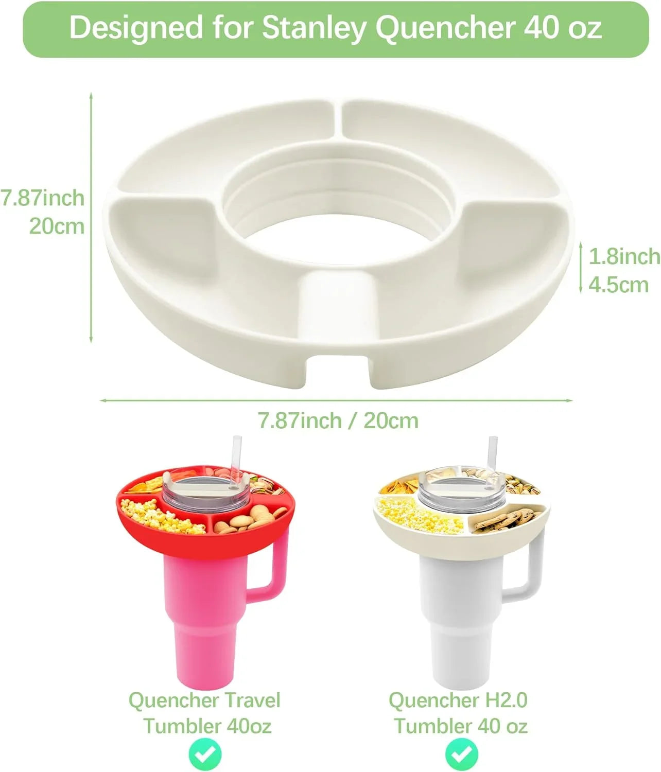 Snack Bowl for Stanley Cup - Silicone Snack Tray for 40oz Tumbler with Handle