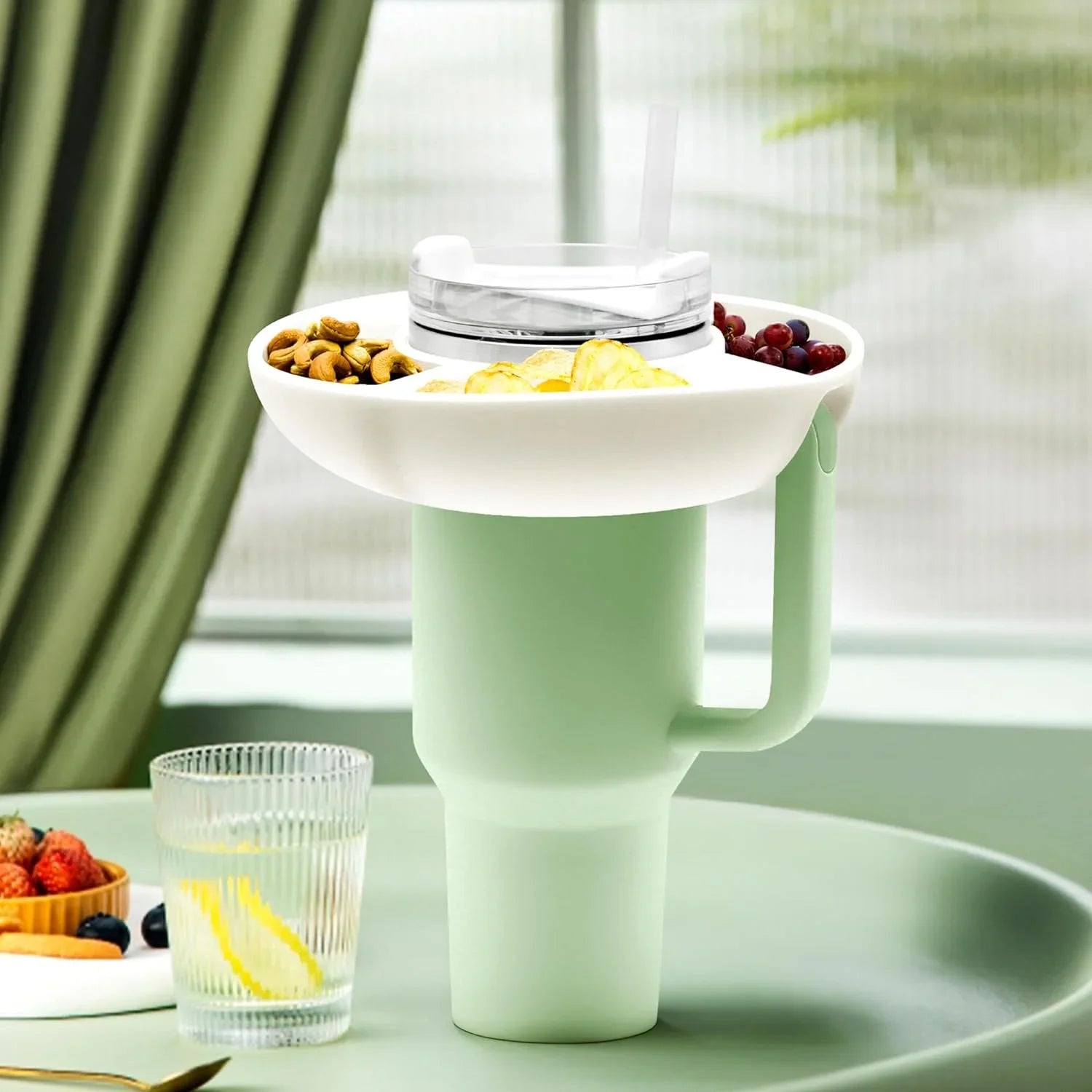Snack Bowl for Stanley Cup - Silicone Snack Tray for 40oz Tumbler with Handle