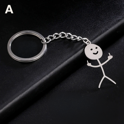 Funny Finger Stickman Keychain