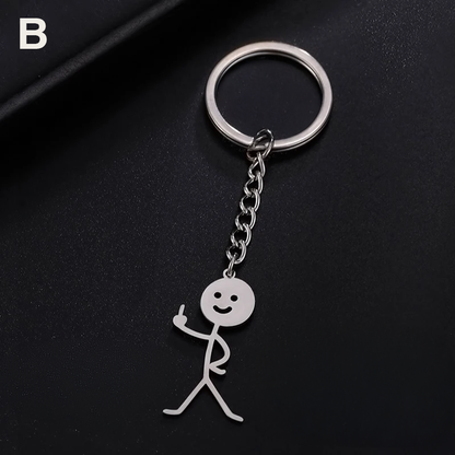 Funny Finger Stickman Keychain