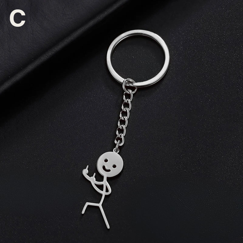 Funny Finger Stickman Keychain