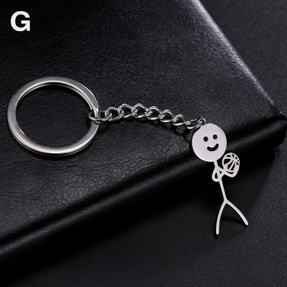 Funny Finger Stickman Keychain