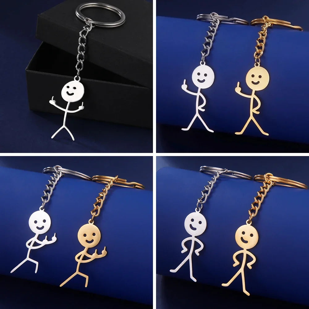 Funny Finger Stickman Keychain